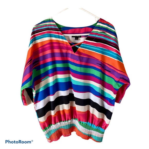 Fashion Bug Tops - Fashion Bug Multi-color bright striped shirt